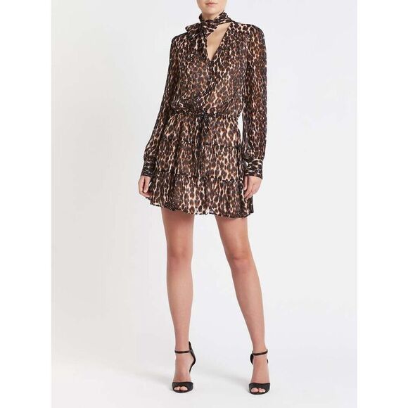 Paige Cleobelle Dress in Zephyr Shale Psych Leopard Size S - Picture 1 of 12